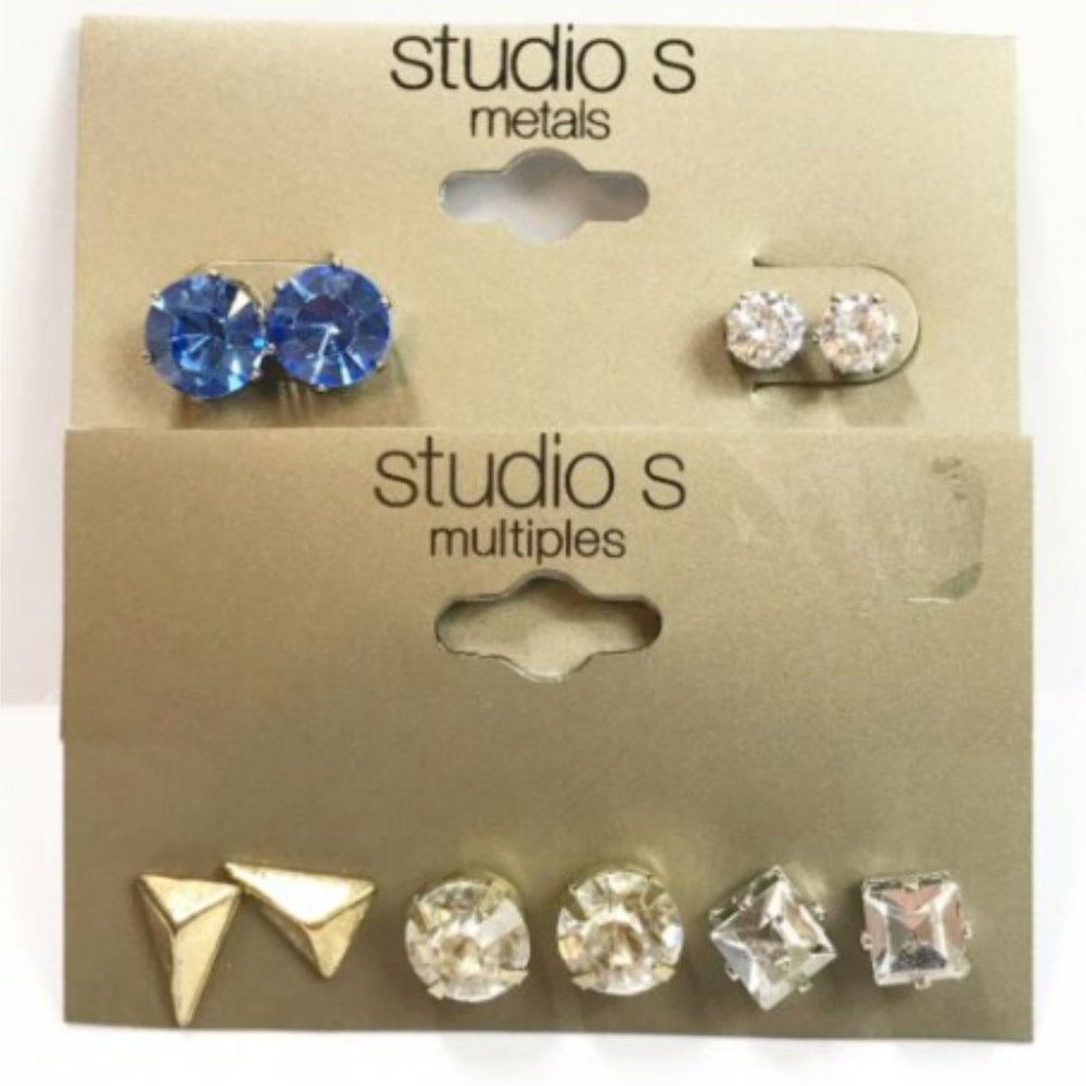 Set of 5 Studio S Stud Earrings New